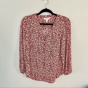 Red and white floral top